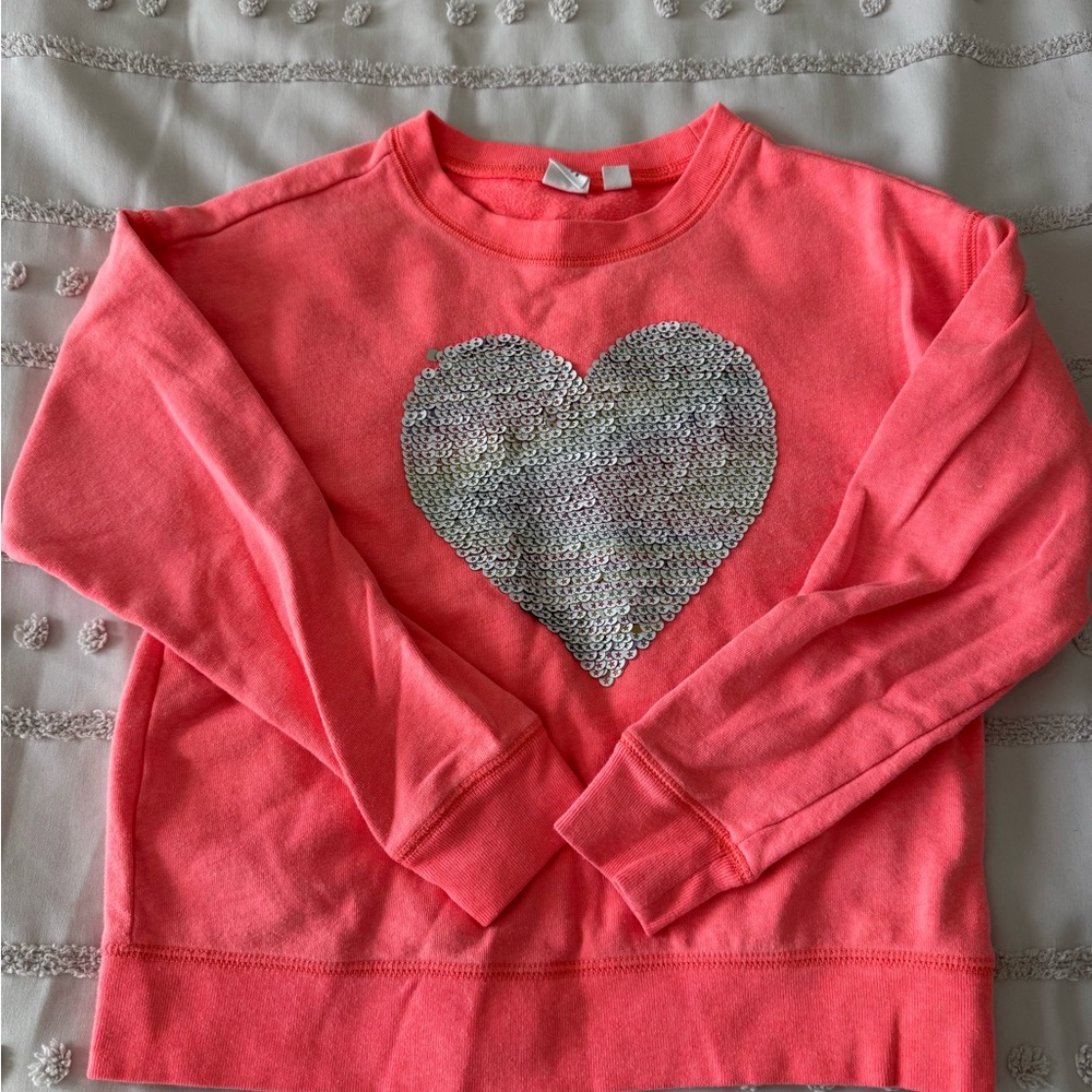 GAP Coral Sweatshirt with Shimmering Silver Design